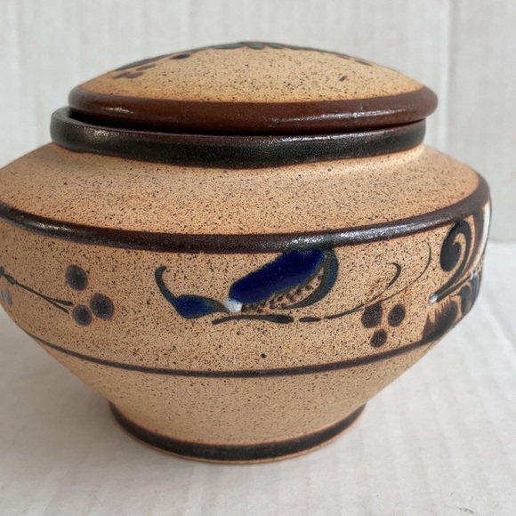 Netz Pottery Mexico Tonala fern leaf covered trinket dish bowl - Picture 5 of 15